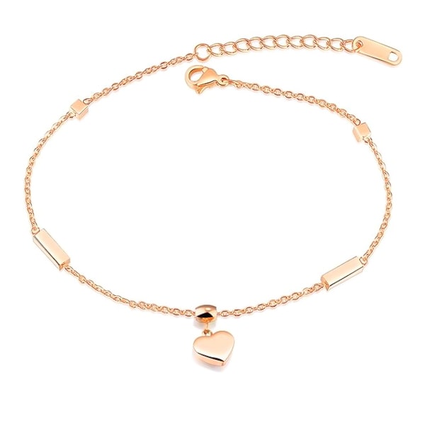 Rose gold heart anklet