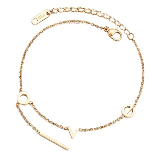 Rose gold love letters anklet
