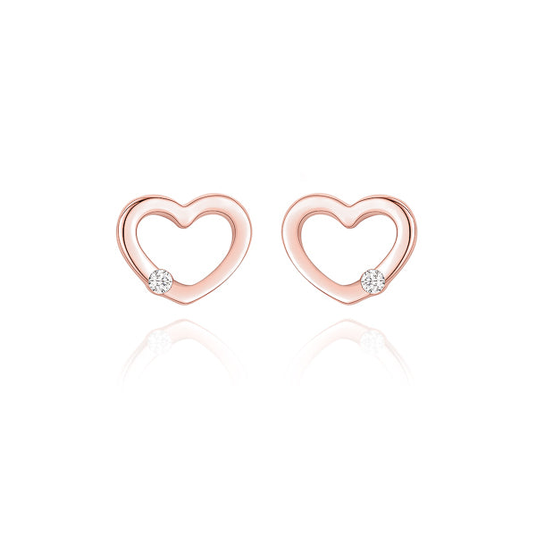 Rose gold open heart stud earrings
