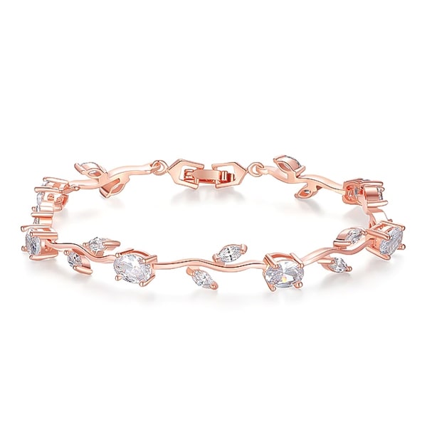 Rose gold rose crystal bracelet