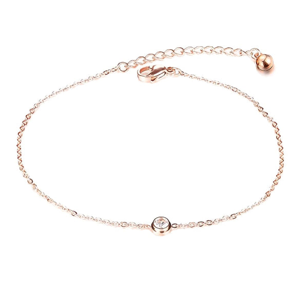 Rose Gold Simple Crystal Anklet 