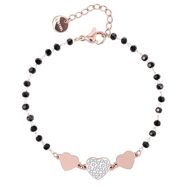 Rose gold triple heart beaded bracelet