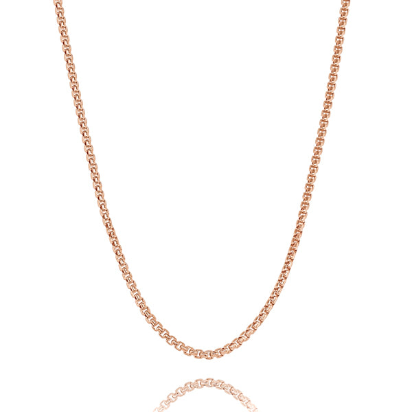 2.5mm round rose gold box chain necklace