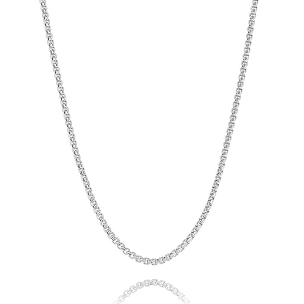 2.5mm round silver box chain necklace