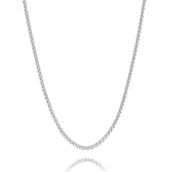 2.5mm round silver box chain necklace