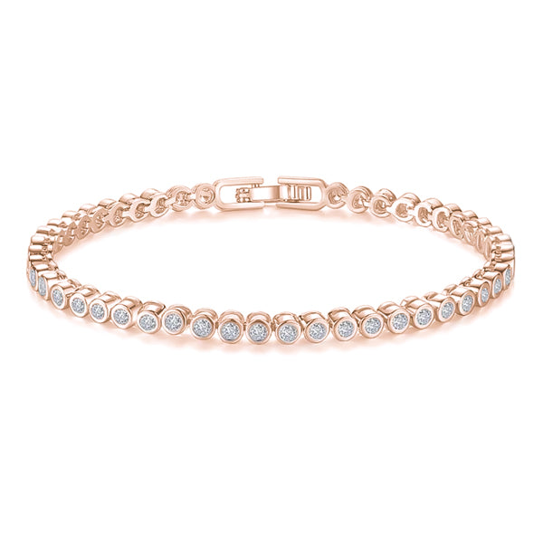 Rose gold-plated round tennis bracelet