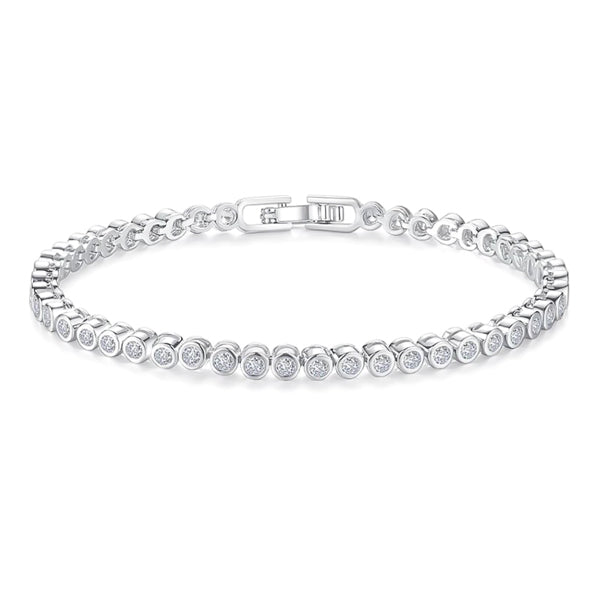 Silver-plated round tennis bracelet