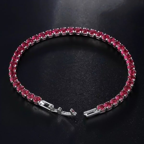 4mm tennis bracelet with ruby red cubic zirconia