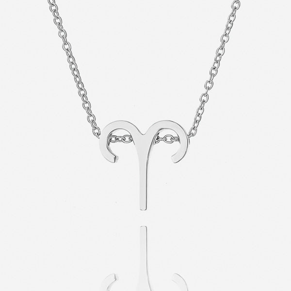 Silver Aries necklace details