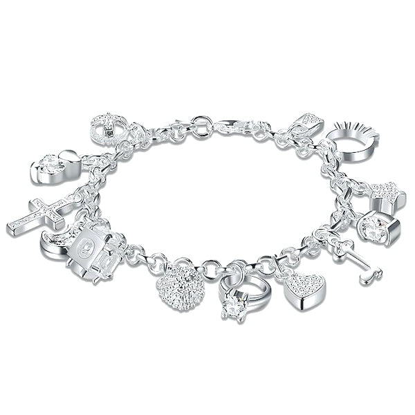 Silver plated charm bracelet