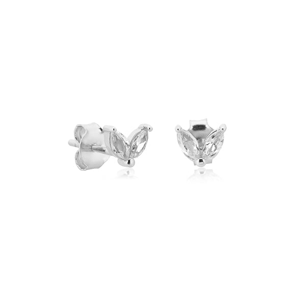 Silver double marquise cubic zirconia stud earrings