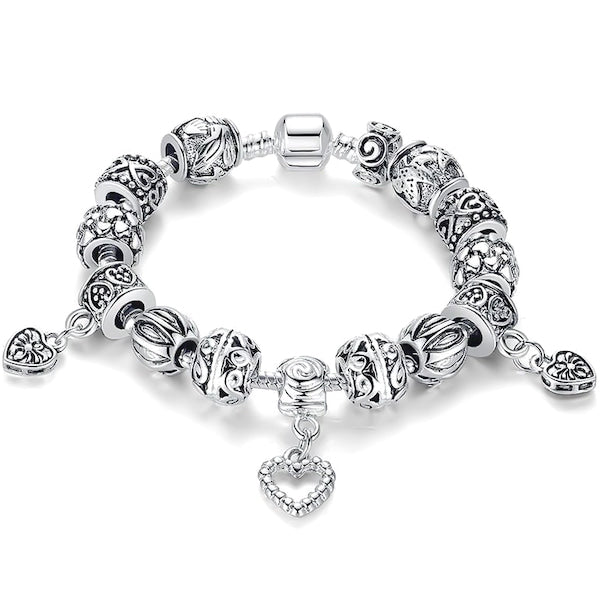 Silver heart charm bracelet