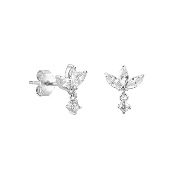 Silver lotus earrings