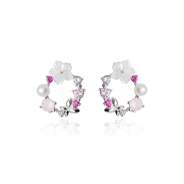 Silver and pink feminine essence earrings
