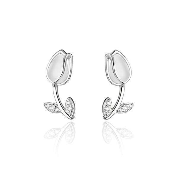 Silver tulip earrings