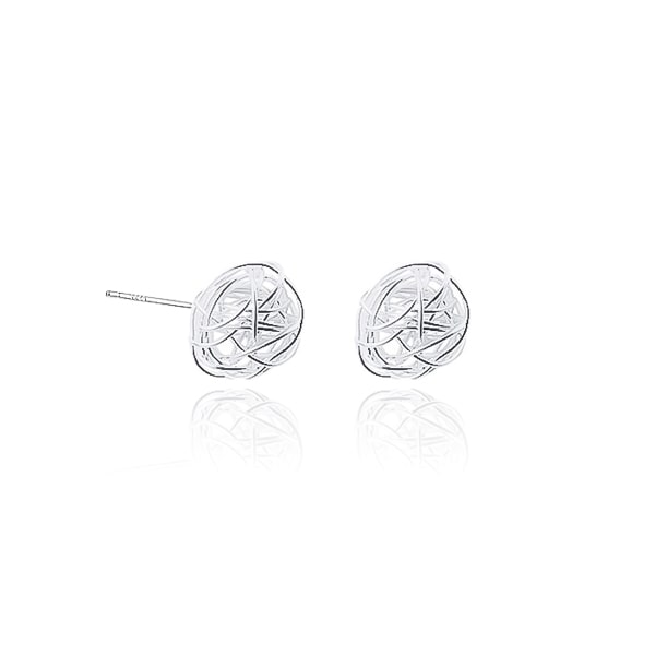 Silver ball of wool stud earrings