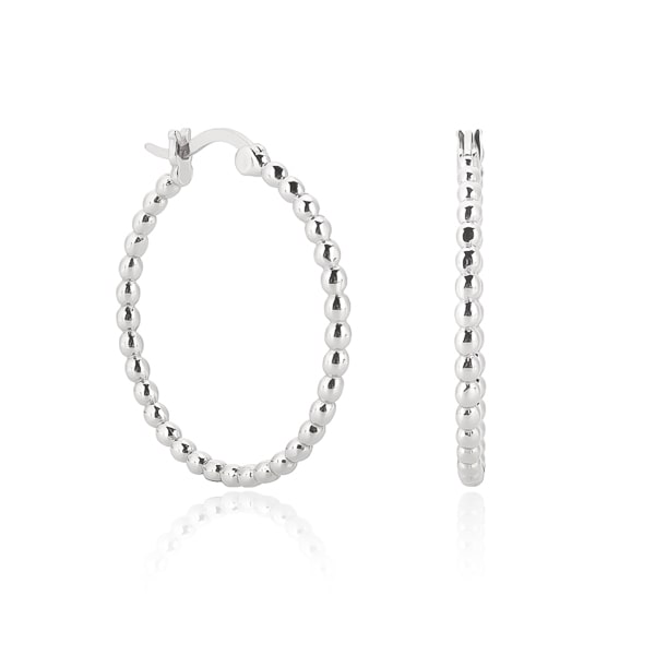 Silver beaded hoop earrings