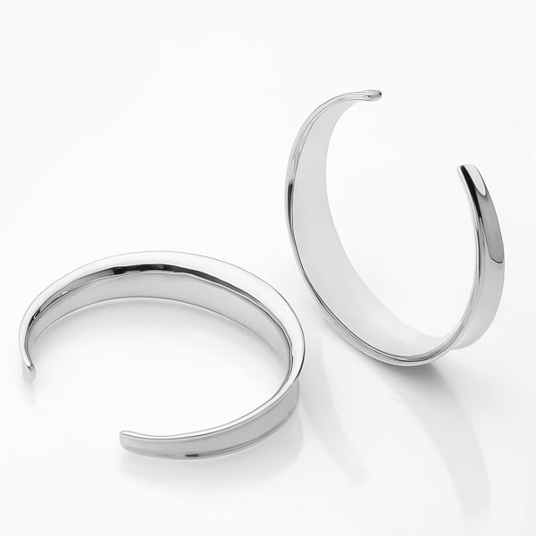 Silver classic cuff bracelet displayed side-by-side