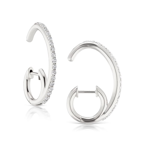 Silver climber hoop earrings