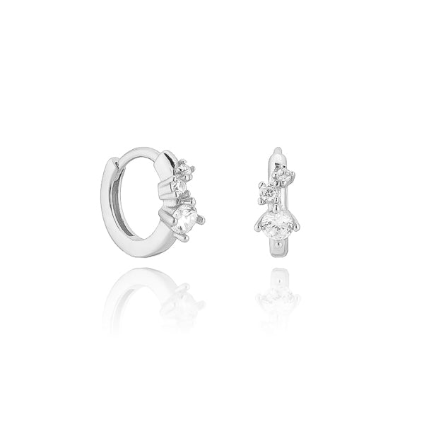 Silver crystal mini huggie hoop earrings