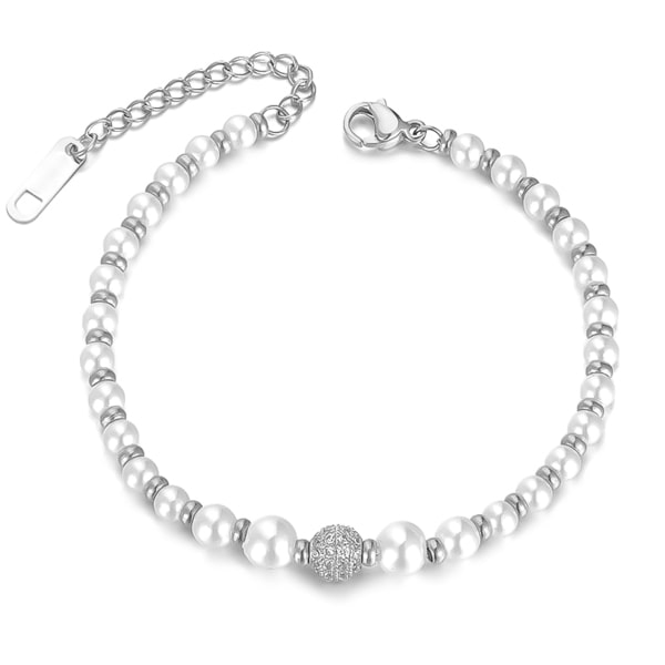 Silver crystal pearl bracelet