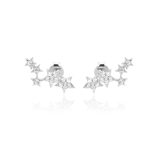Silver crystal star cluster earrings