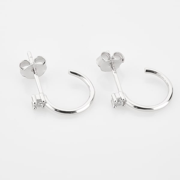 Silver crystal stud huggie hoop earrings detail