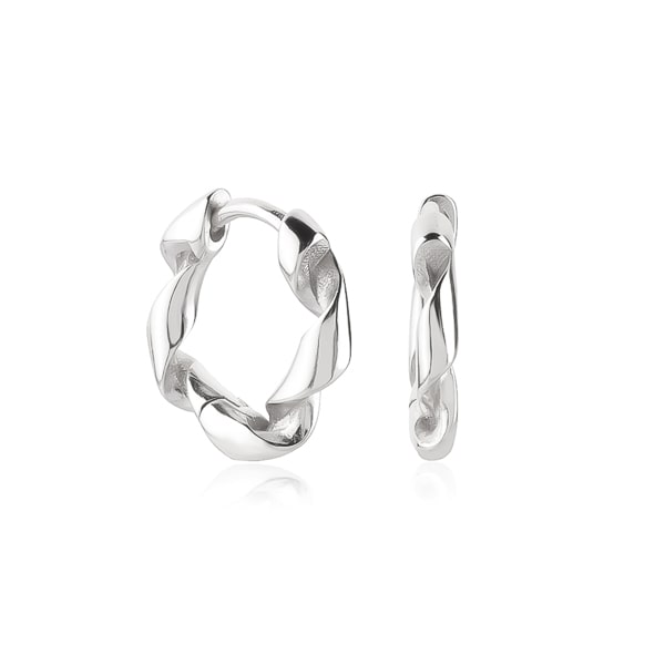 Silver curly hoop earrings