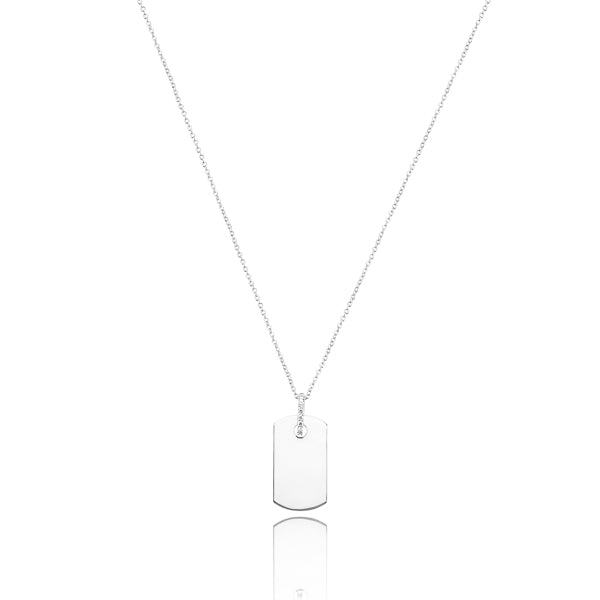 Silver dog tag necklace