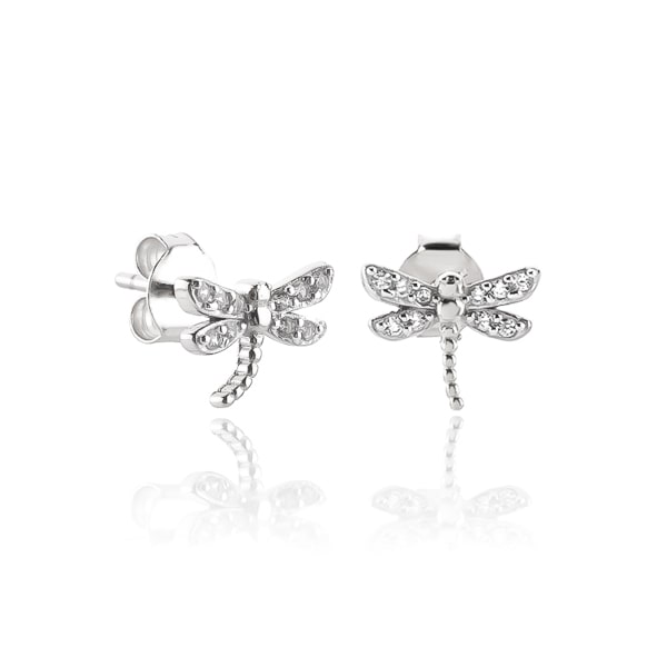 Silver dragonfly stud earrings