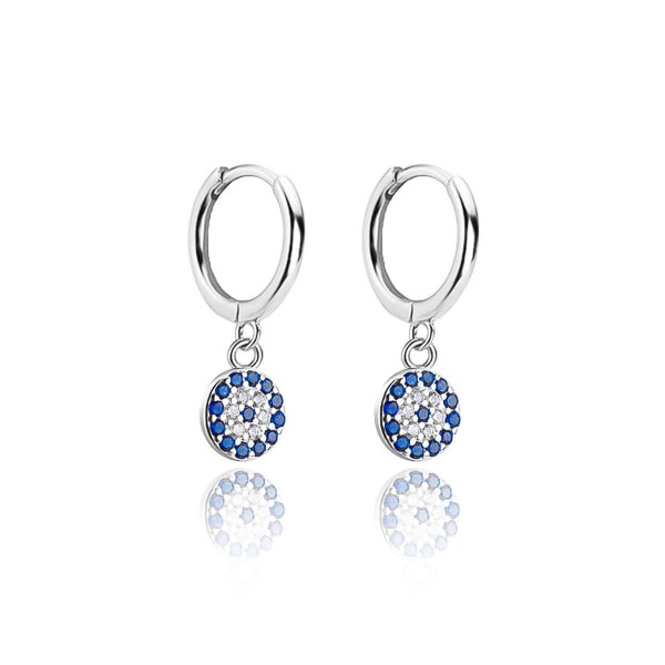 Silver evil eye huggie hoop earrings