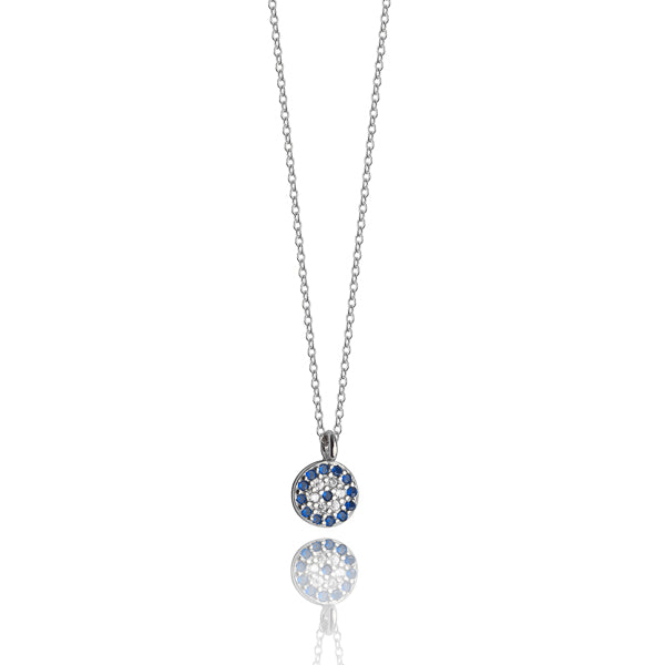 Silver evil eye pendant necklace