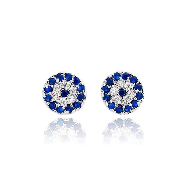 Silver evil eye stud earrings