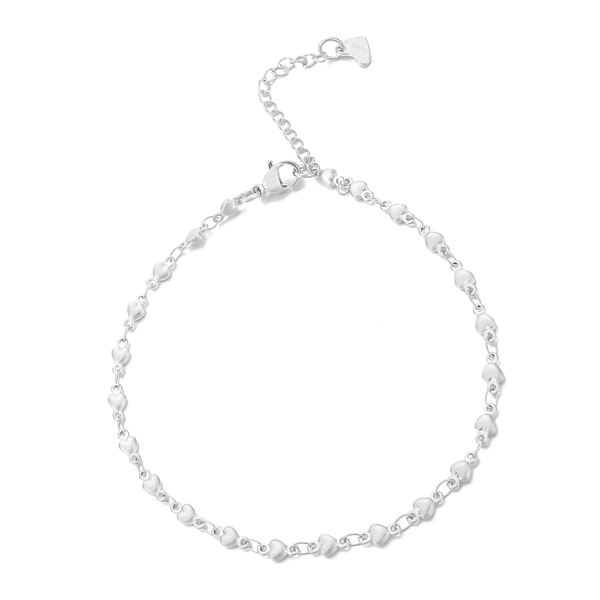 Silver heart chain anklet