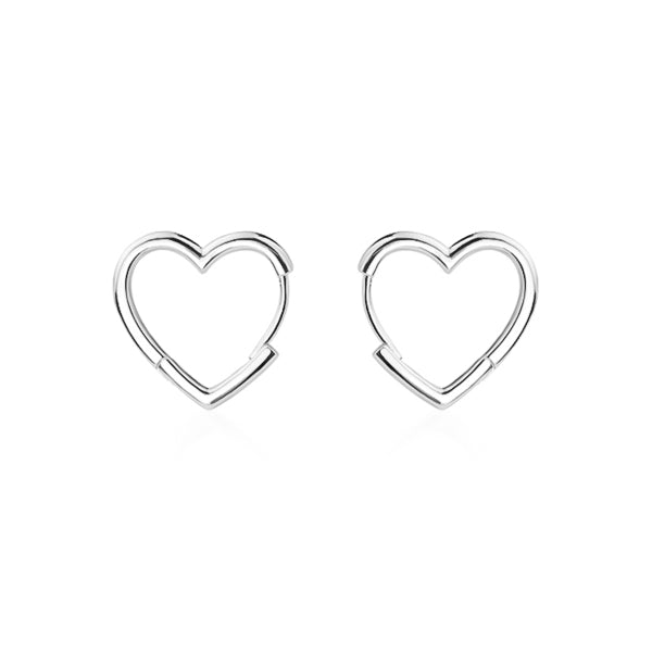 Silver heart hoop earrings