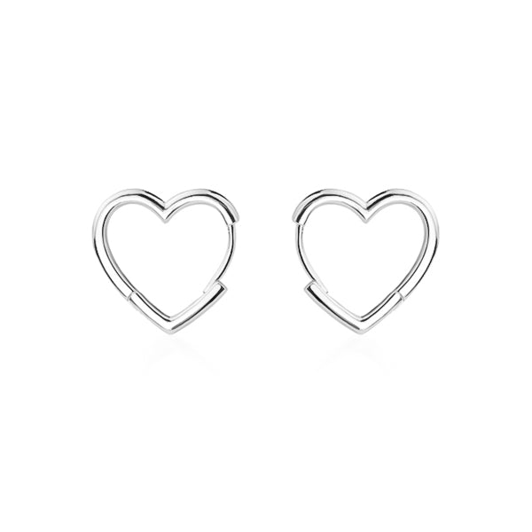 Silver Heart Hoop Earrings Classy Women Collection 3974