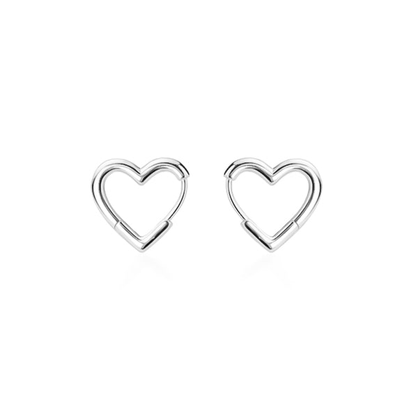 Silver heart huggie hoop earrings