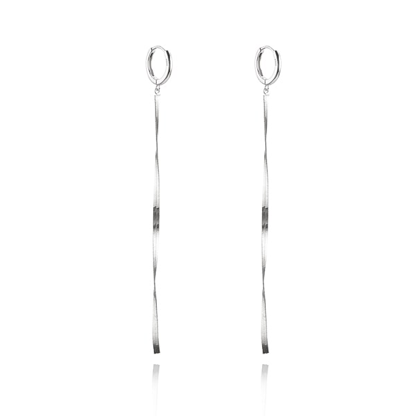 Silver herringbone chain earrings