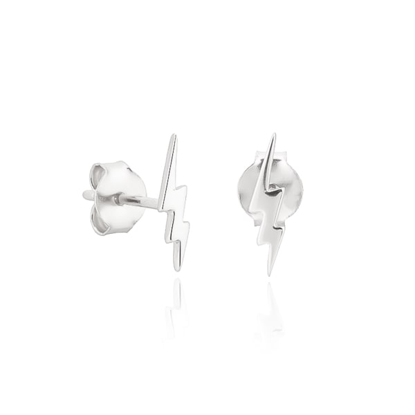 Silver lightning bolt stud earrings
