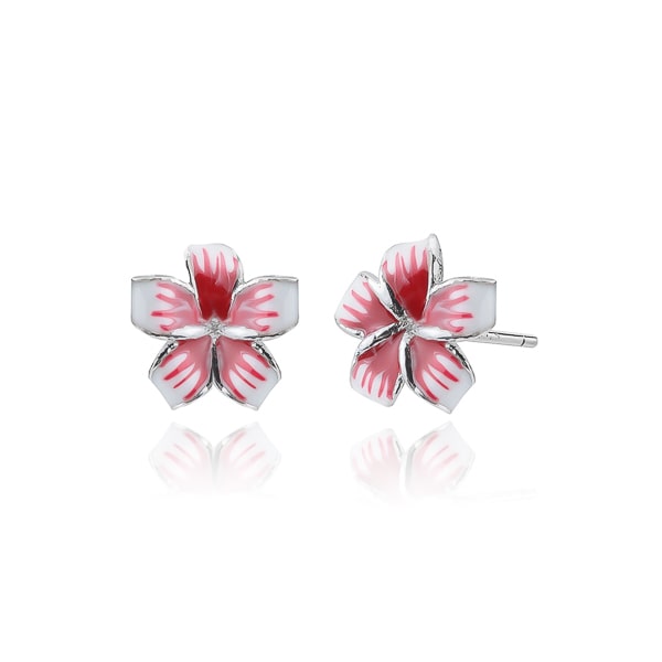 Silver lily flower stud earrings