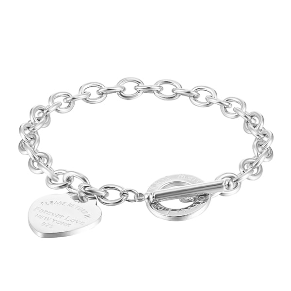 Silver love heart chain bracelet
