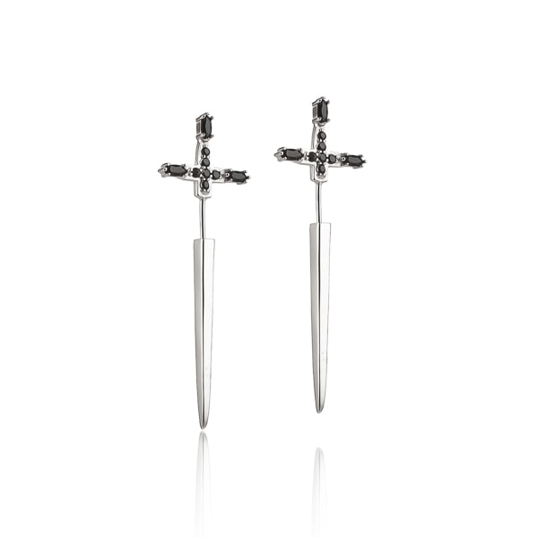 Silver medieval sword earrings