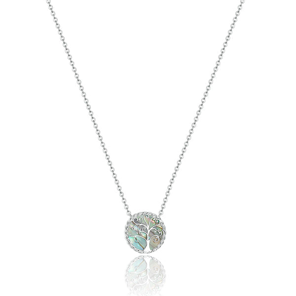 Silver mica tree of life necklace