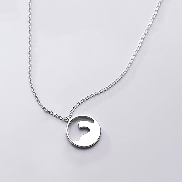 Silver ocean wave necklace backside details