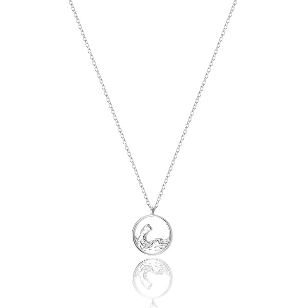 Silver ocean wave necklace