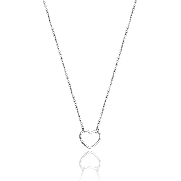 Silver open heart choker necklace