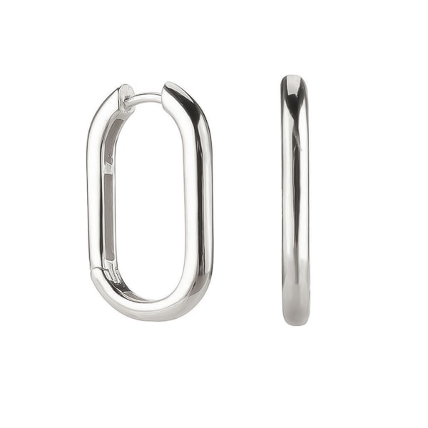 Silver oval hoop earrings