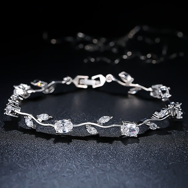 Silver rose crystal bracelet details