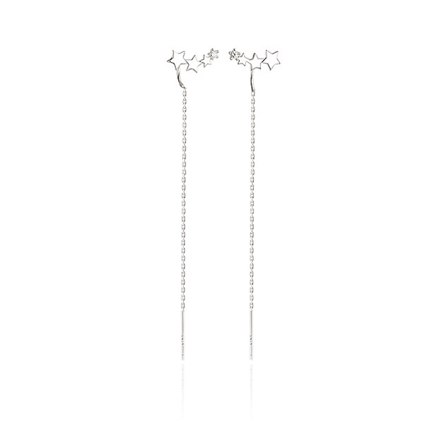 Silver shooting star threader earrings