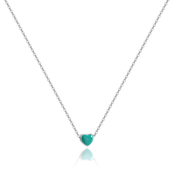 Small green heart on a silver necklace